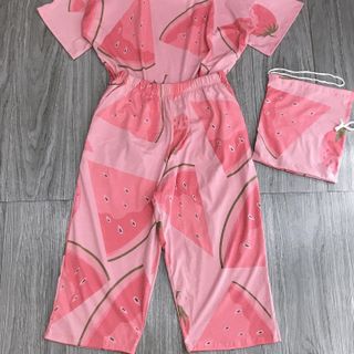 đồ bộ ngủ mặc nhà nữ dễ thương bằng vải thun đẹp giá rẻ lửng in dưa hấu kèm túi đựng BN 08666 Kèm Ảnh Thật