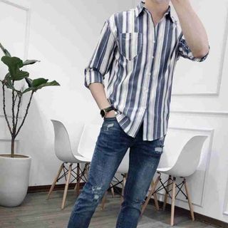 Áo Sơmi Sọc Hàn Quốc Chuẩn Men