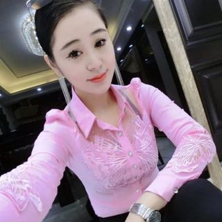 Quảng châu cao cấpSơ mi ren dính đá QC