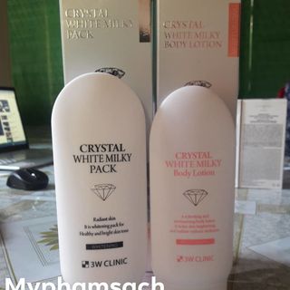 COMBO KEM KÍCH TRẮNG BODY KEM DƯỠNG TRẮNG BODY CRYSTAL WHITE MILKY PACK 3W CLINIC HÀN QUỐC giá sỉ