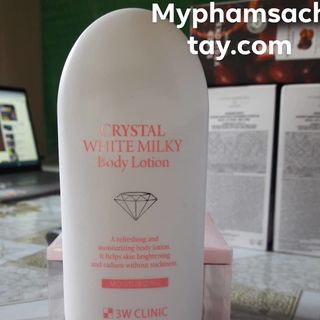 COMBO KEM KÍCH TRẮNG BODY KEM DƯỠNG TRẮNG BODY CRYSTAL WHITE MILKY PACK 3W CLINIC HÀN QUỐC