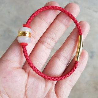 Vòng dây da lu thống bạch ngọc dát vàng