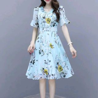 đầm voan xòe tay loe sỉ sll