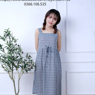 Váy hai dây xuông kẻ sọc chất vải mát