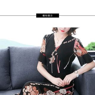 Đầm voal họa tiết cao cấp