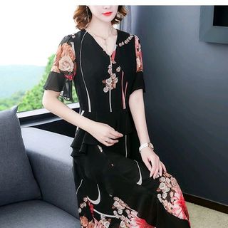 Đầm voal họa tiết cao cấp