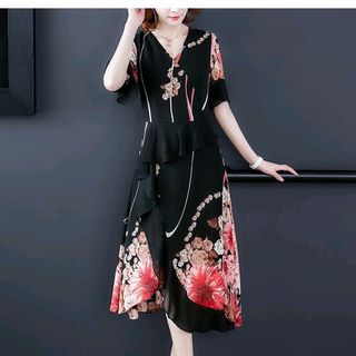 Đầm voal họa tiết cao cấp