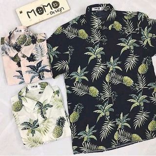 áo sơ mi hoa quả đi biển chất tơ đũi