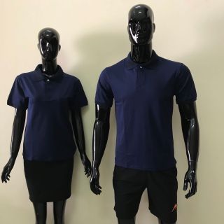 Áo thun cổ trụ màu xanh đen