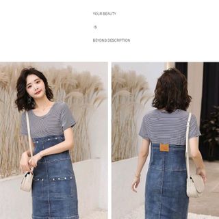 Đầm jean phối thun cao cấp