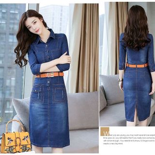 Đầm jean nịt cam hàng cao cấp