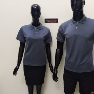 Áo thun cổ trụ màu xám chì