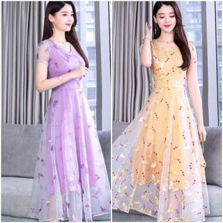 Đầm ren lưới thêu cao cấp