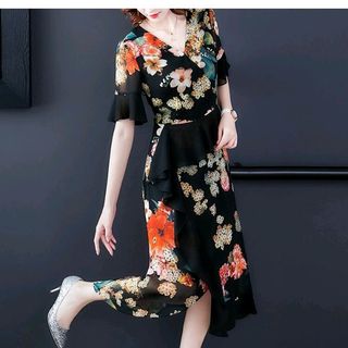 Đầm voal họa tiết cao cấp QC