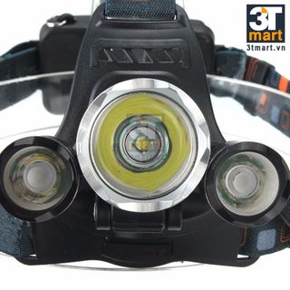Đèn Pin Led Siêu Sáng Đội Đầu 3 Bóng Đen Nhiều Chế độ