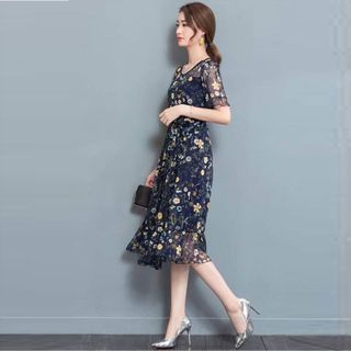 Đầm Voan Hoa In 3D Hai Tầng Cao Cấp