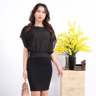 Áo nữ sơ mi bo gấu tay nhấn bánh bèo điệu đà