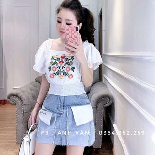 SÉT ÁO XÔ THÊU HOA CHÂN VÁY REAN
