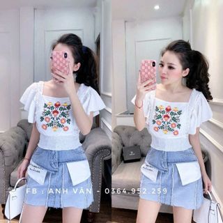 SÉT ÁO XÔ THÊU HOA CHÂN VÁY REAN