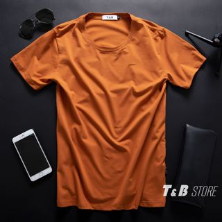 Áo thun nam cổ tròn Slimfit màu nâu bò