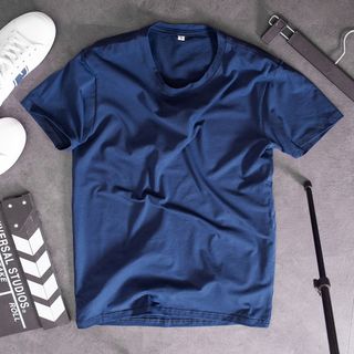Áo thun nam cổ tròn Slimfit màu xanh than
