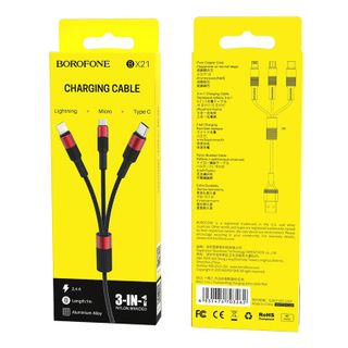 BOROFONE - Dây Cáp Sạc 3 in 1 BX21 - Cổng Lightning Cổng Micro Cổng Type C 1m
