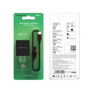 BOROFONE - Bộ Cóc Cáp Sạc BA20 - Cổng Lightning 21A US