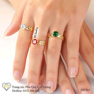 Nhẫn kim tiền hột đá