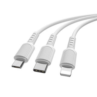 BOROFONE - Dây Cáp Sạc 3 in 1 BX16 - Cổng Lightning Cổng Micro Cổng Type C 1m