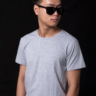 Áo thun nam cổ tròn Slimfit màu ghi -tiêu tây