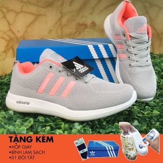 Sneaker ghi kẻ hồng