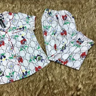 Bộ Pyjama lụa Thái co giãn dài tay ngắn