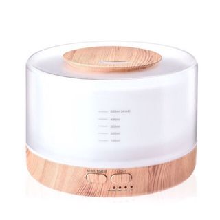 Máy khuyếch tán tinh dầu trụ đế vân gỗ kèm điều khiển 500ml