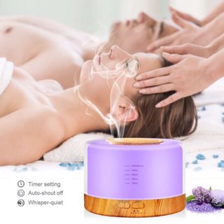 Máy khuyếch tán tinh dầu trụ đế vân gỗ kèm điều khiển 500ml