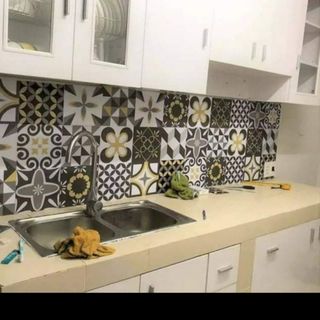 Decal trang trí họa tiết gạch bông