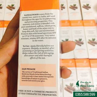 Kem chống nắng gỗ đàn hương Bio Sandalwood SPF 50 Ấn Độ - 120ml