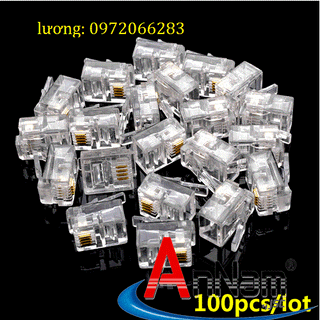 Hạt đầu bấm RJ11 Cat3 AMP P/N406372-1 loại rj11 4p4c-Hạt thoại
