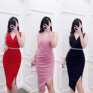 ĐẦM BODY KẾT ĐÁ PHA LÊ TÀ ĐẮP CHÉO