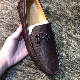 Giày lười nam màu nâu chất da bò thật hàng cao cấp