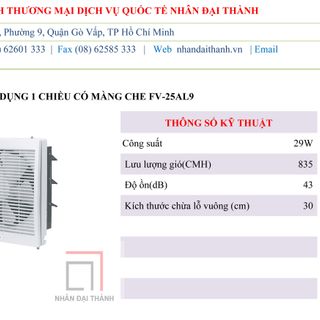 QUẠT HÚT GẮN TƯỜNG DÂN DỤNG FV-25AL9