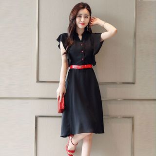 Đầm Cổ Trụ V Cánh Tiên Xòe