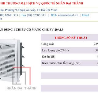 QUẠT HÚT GẮN TƯỜNG DÂN DỤNG FV-20AL9