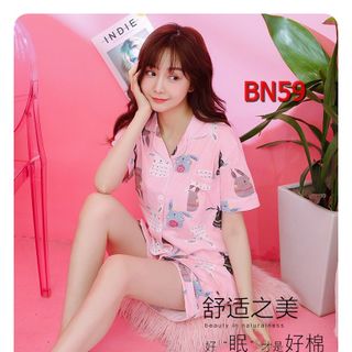 BN59 - Bộ ngủ nữ pizama chất thun cotton đẹp co giãn tốt