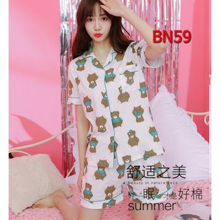BN59 - Bộ ngủ nữ pizama chất thun cotton đẹp co giãn tốt