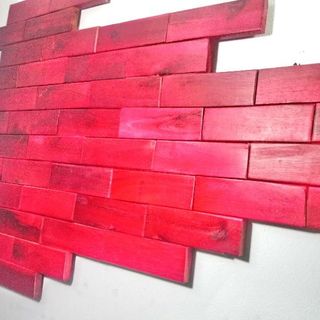 6 tấm gỗ ốp tường tự lắp ráp - đỏ hồng