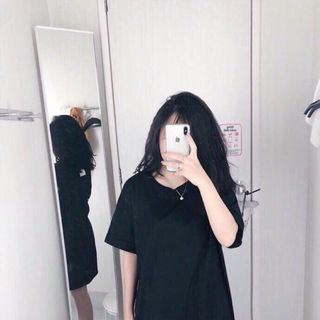 Váy suông trơn tay lật