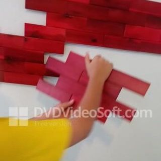 6 tấm gỗ ốp tường tự lắp ráp - đỏ hồng
