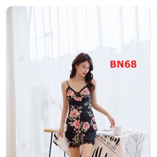BN68 - Bộ ngủ nữ hoa phi luạ quần đùi 2 dây