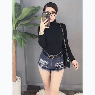 Áo giữ nhiệt trơn nữ cổ cao 3p
