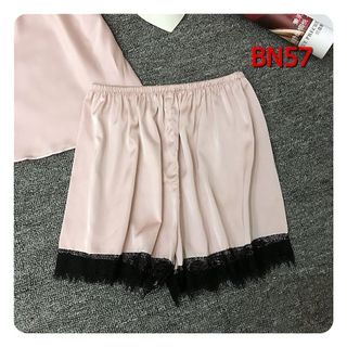 BN57 - Bộ ngủ 2 dây chất phi lụa quần viền ren